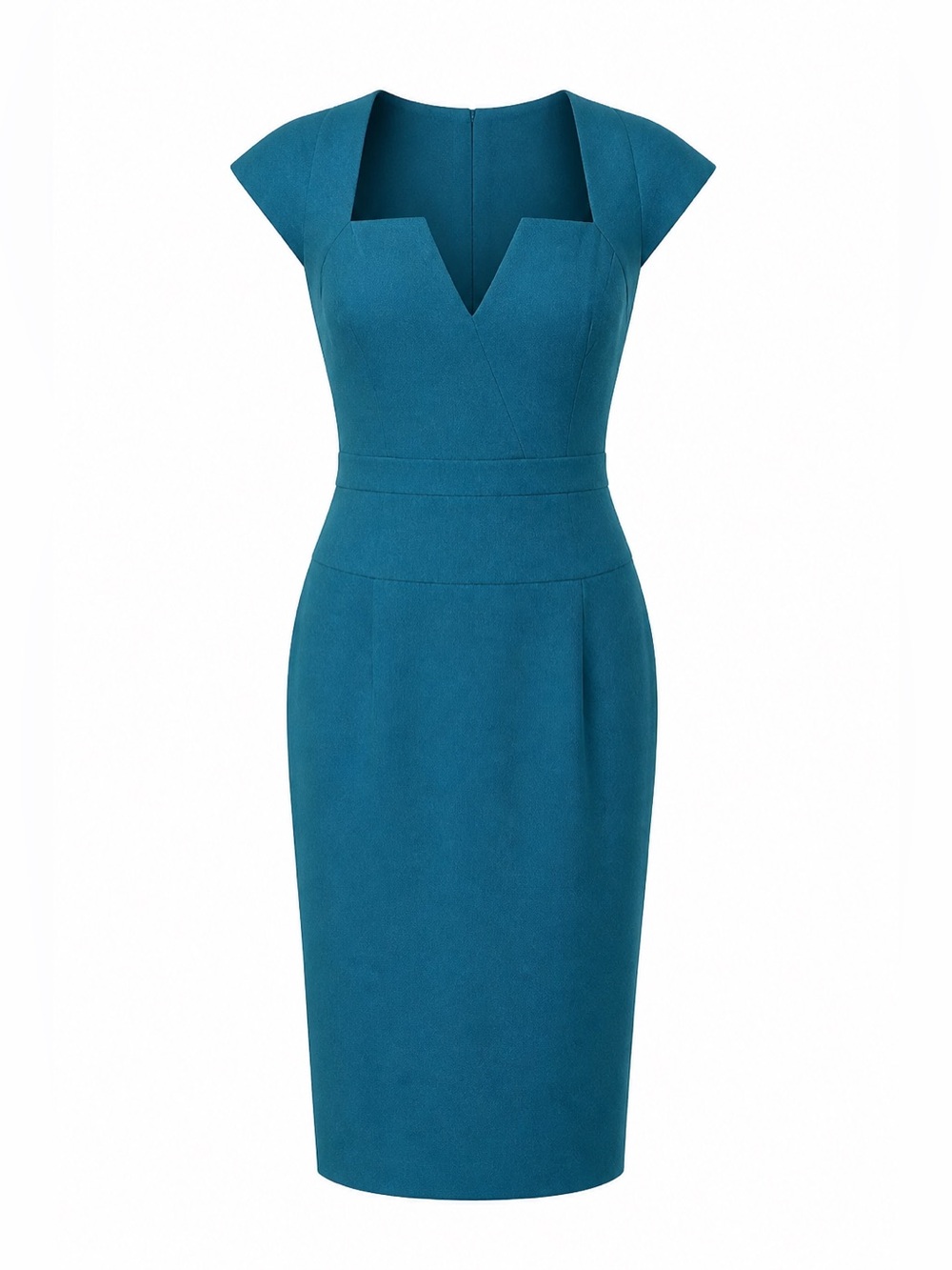 BCBGMaxAzria Structured Teal Cap-Sleeve Sheath 
Dress